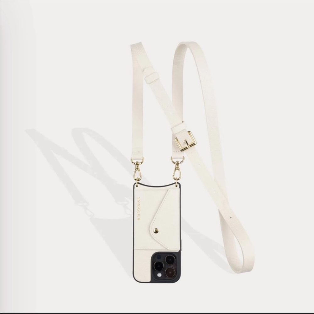 White leather Bandolier iPhone 12 Pro Max case
